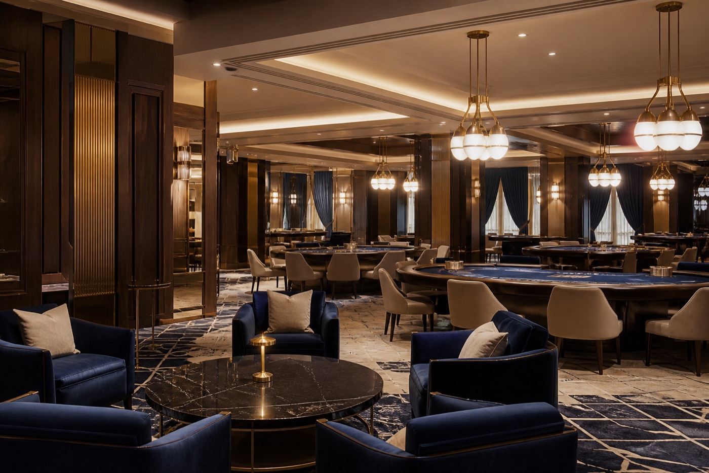 Modern, üres szalon kényelmes lounge-résszel